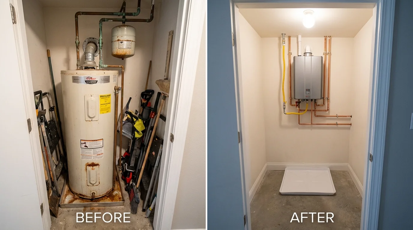 Tank water heater versus wall-mounted tankless unit comparison for Capron, IL homeowners